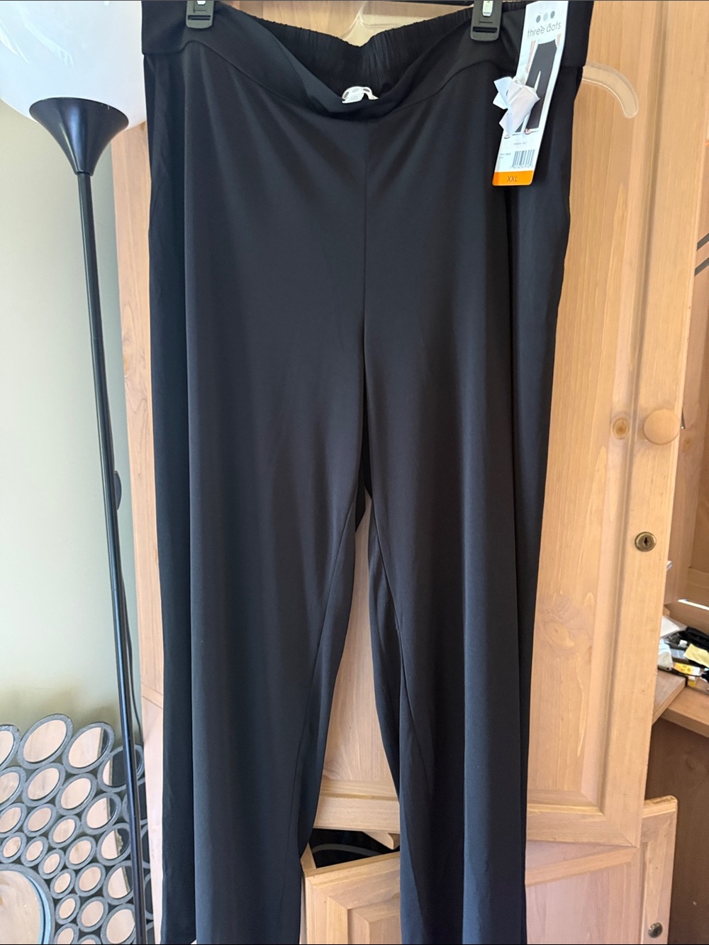 Three Dots Black Wide-Leg Pull-On Pants
